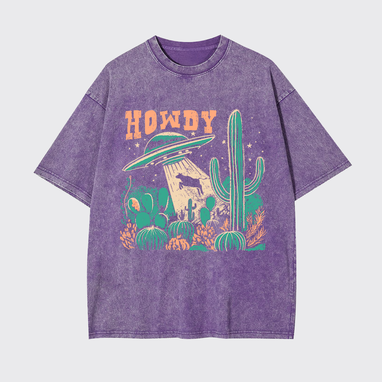Howdy,Cow Abduction Garment-dye Tees