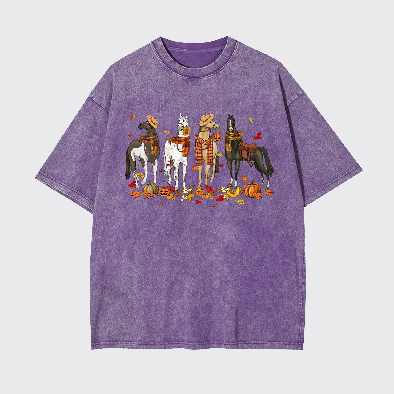  Halloween Ghost Horse Garment-dye Tees