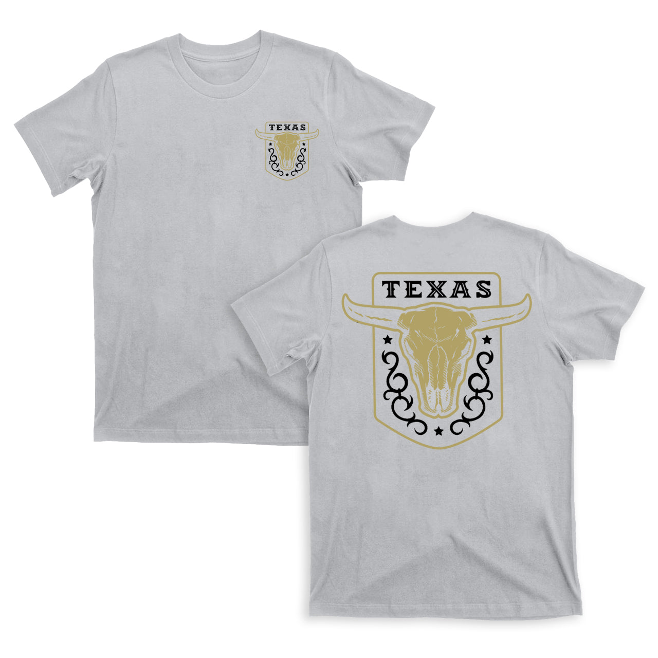 Texas Vintage Emblem With Bull Skull On a Dark T-Shirt