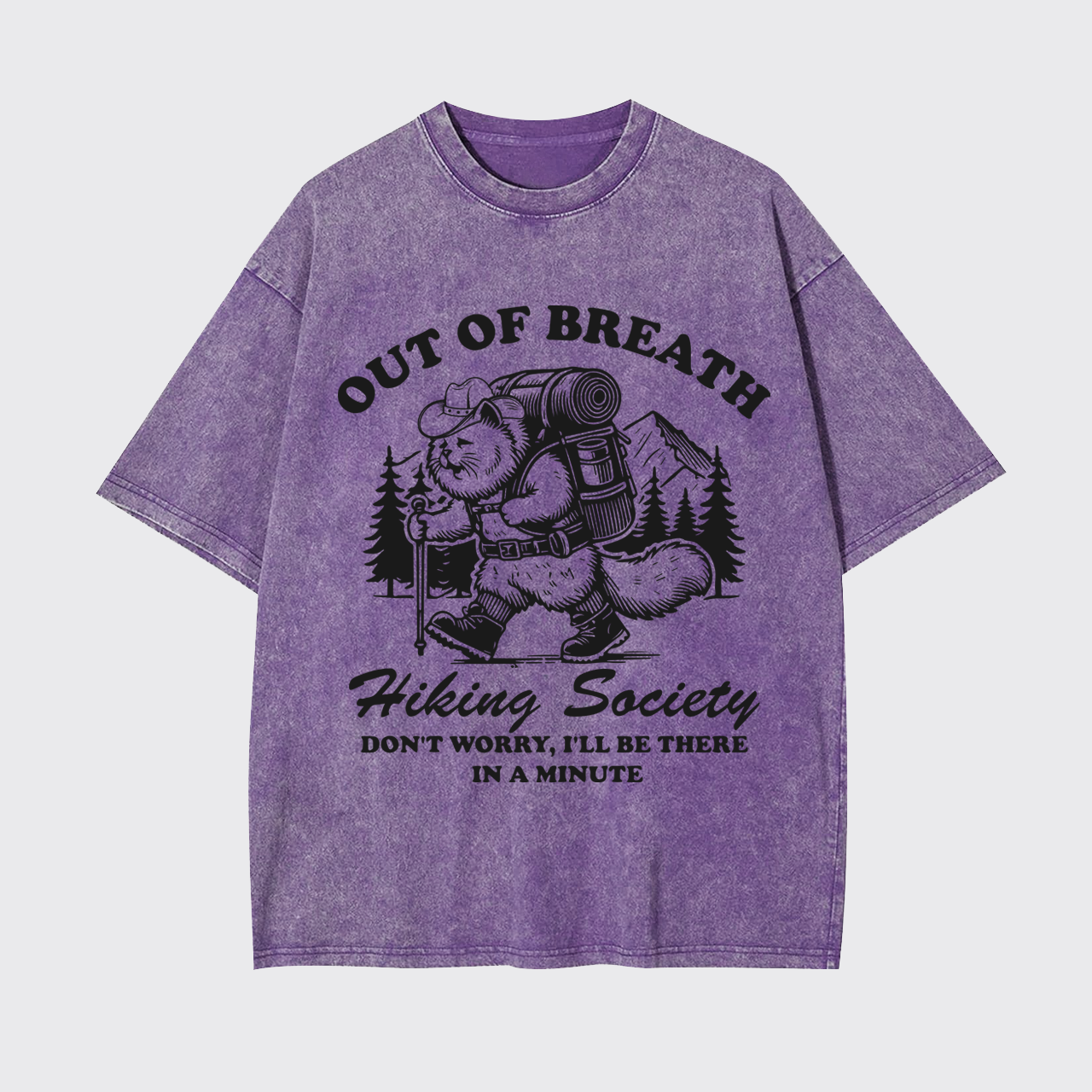 Mountain Hiking Adventurous Cat Garment-dye Tees