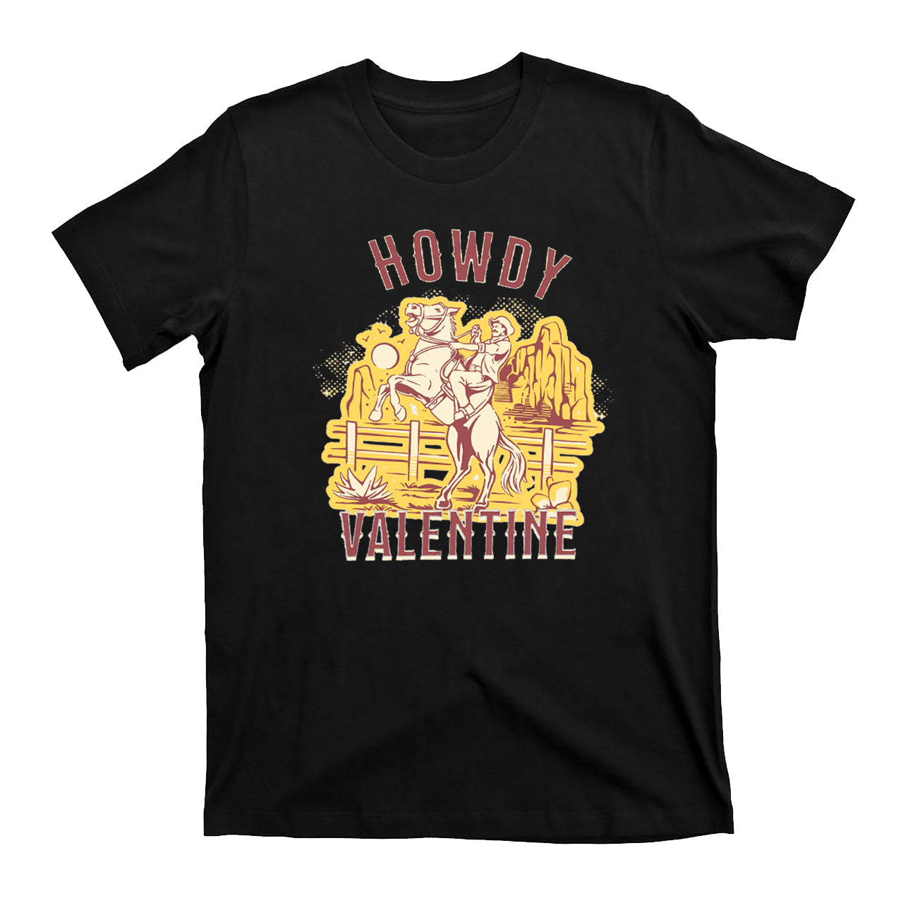 Desert Golden Sunset Howdy Valentine T-Shirts