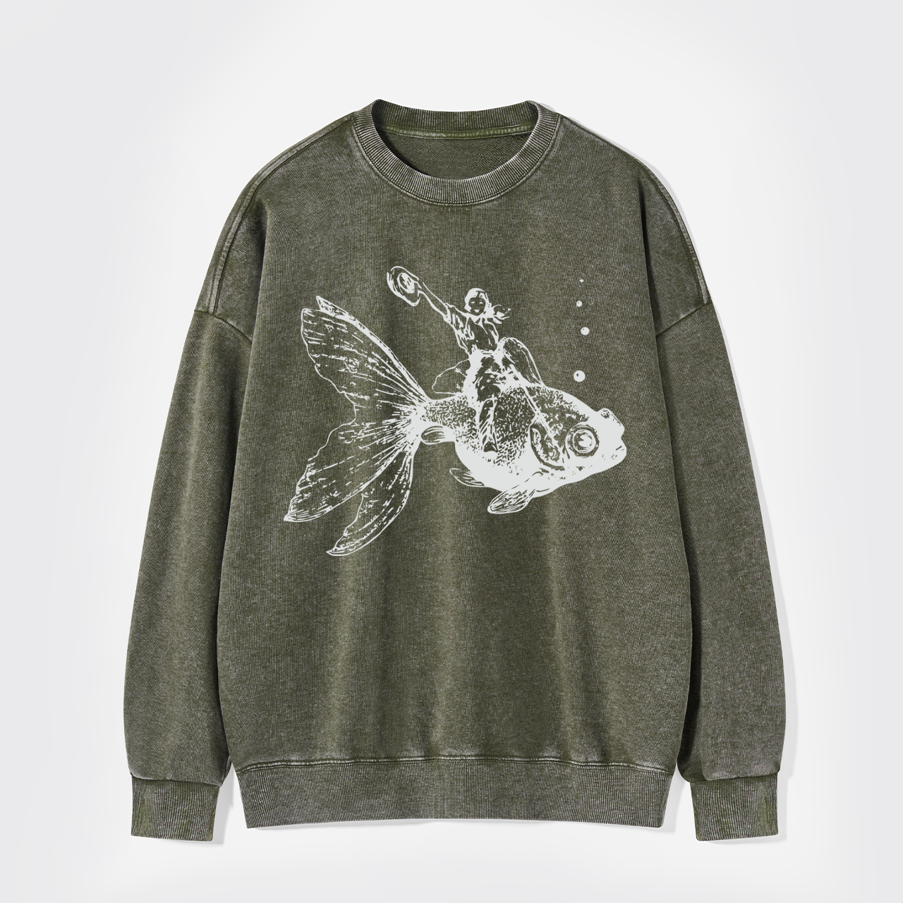 Goldfish-Riding Cowgirl Washed Sweatshirts