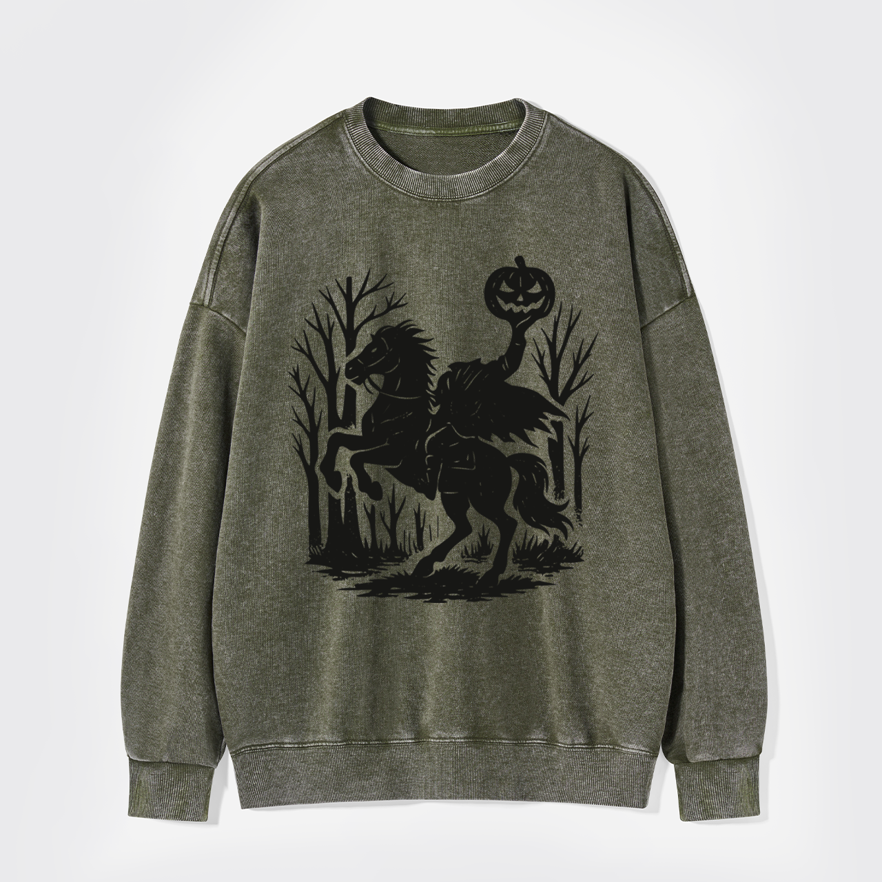 Halloween Scary Headless Horseman Washed Sweatshirts