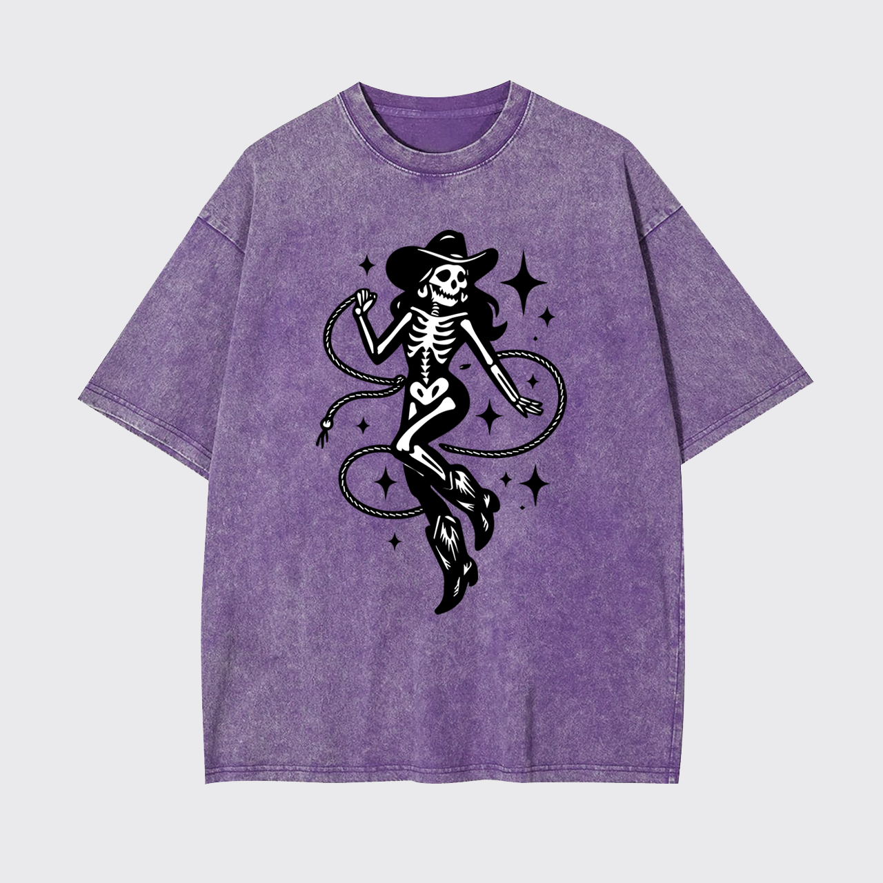 Halloween Skeleton Cowgirl Garment-dye Tees
