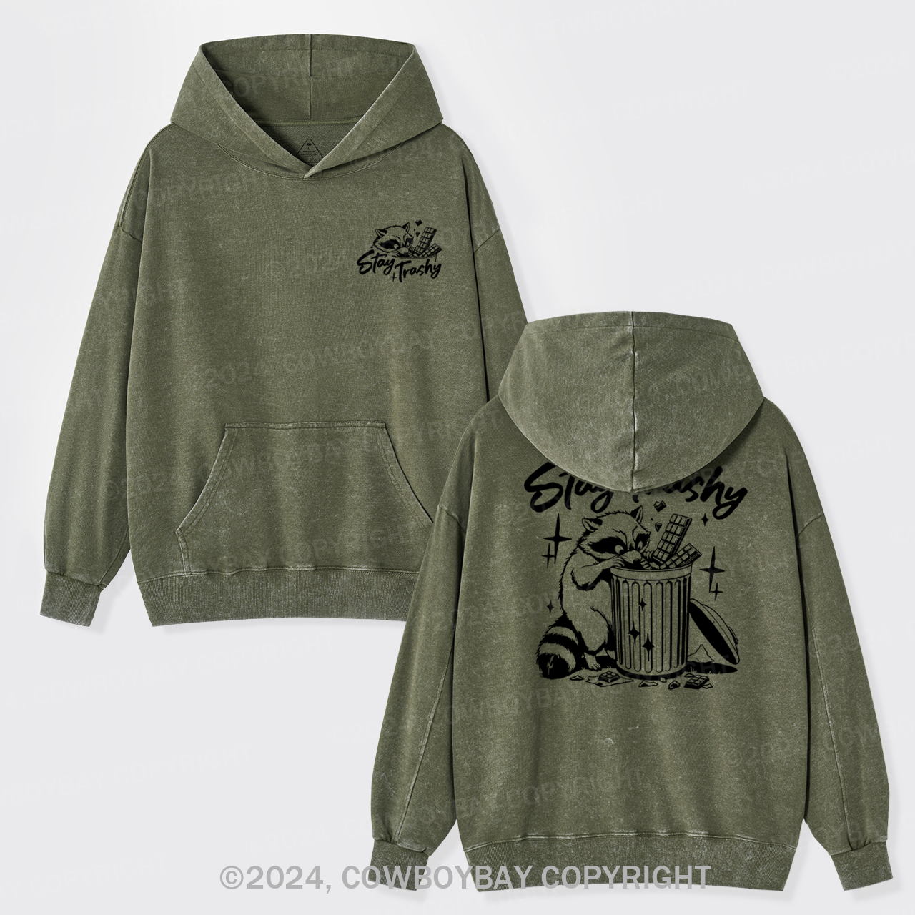 Retro Stay Trashy Garment-Dye Hoodies