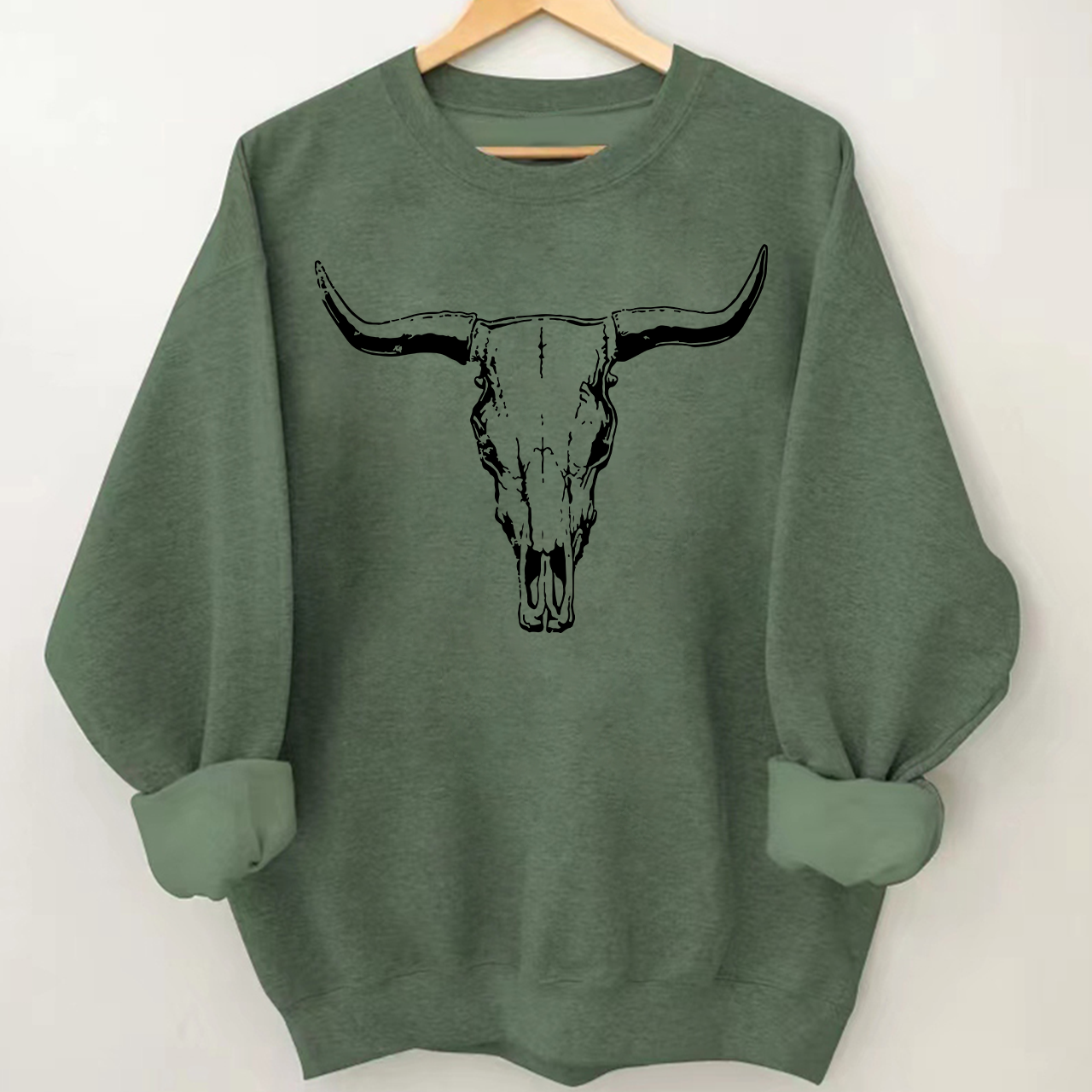 Boho Cow Skull Western Cowboy Sweatshirt