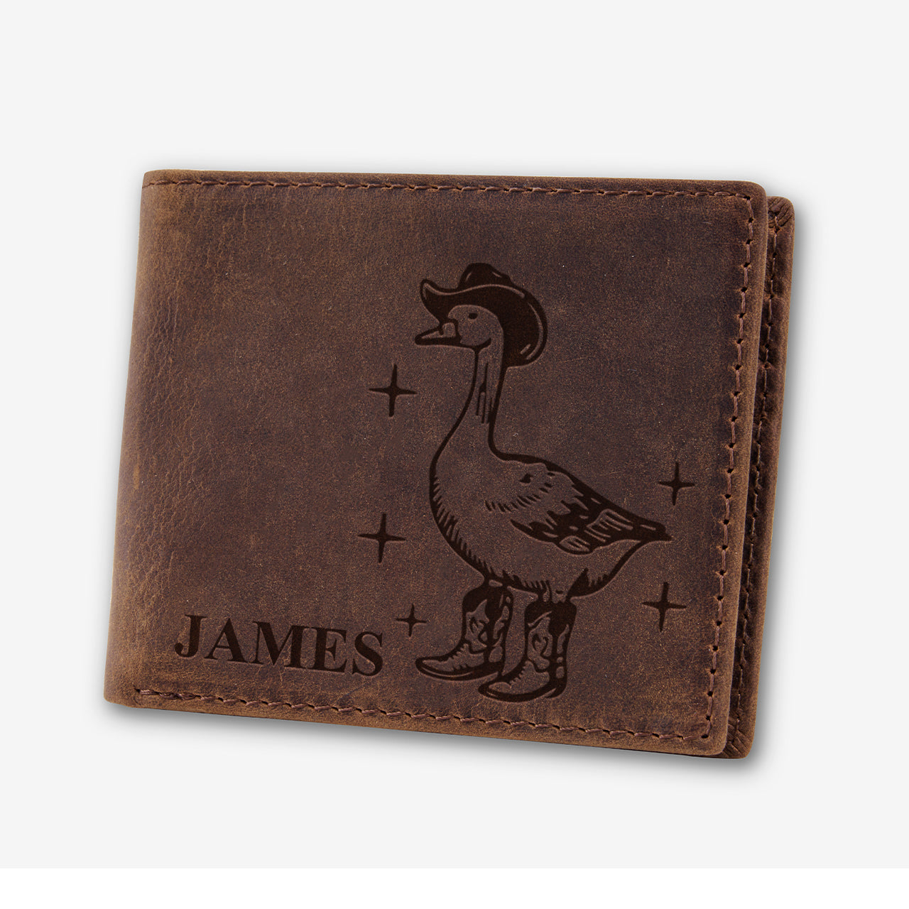 Personalized Vintage Leather Wallet_Goose