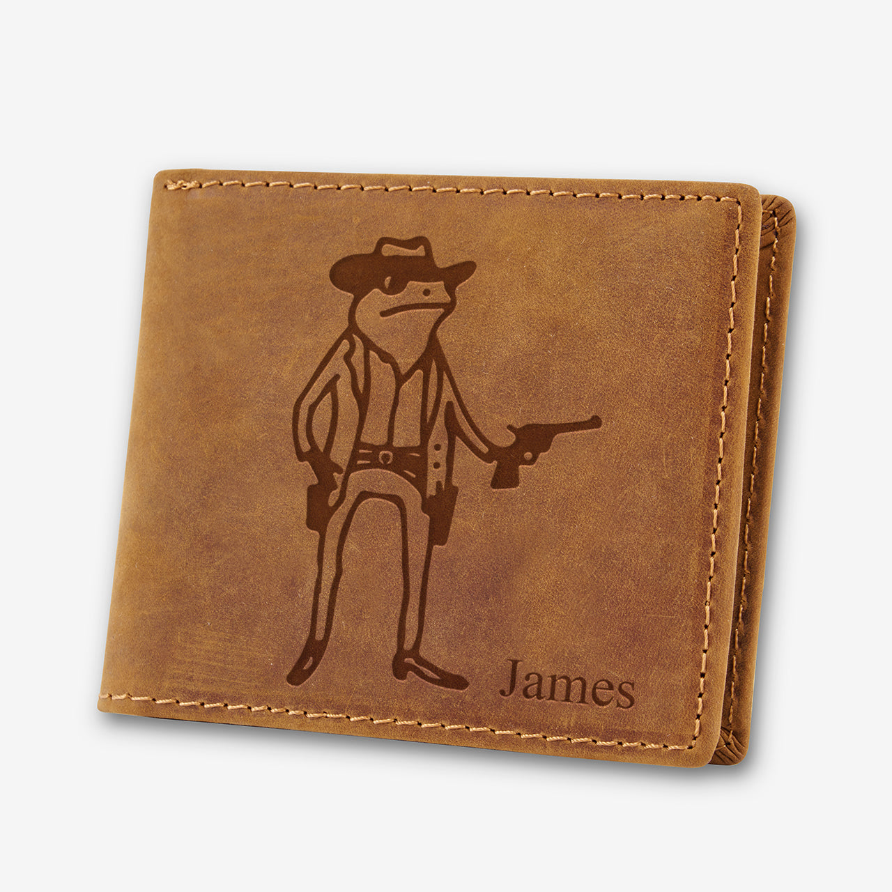 Personalized Vintage Leather Wallet_Frog