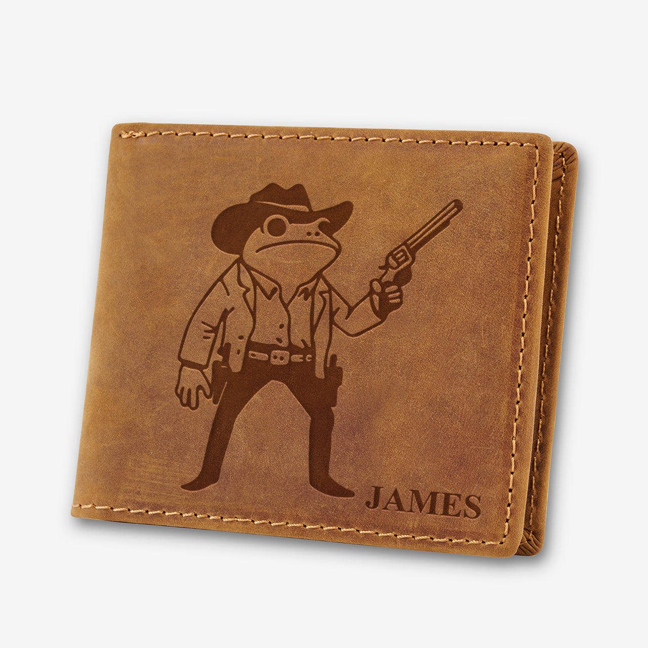 Personalized Vintage Leather Wallet_Frog