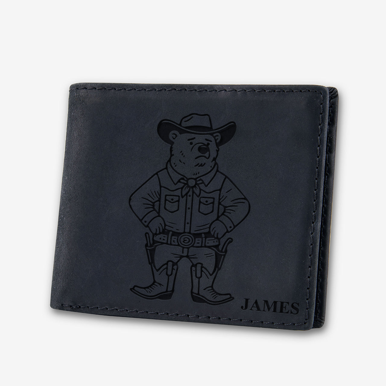 Personalized Vintage Leather Wallet_Officer Bear