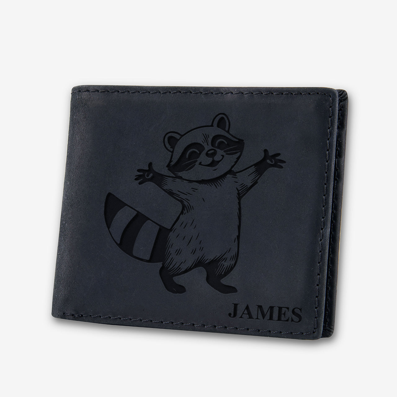 Personalized Vintage Leather Wallet_Raccoon