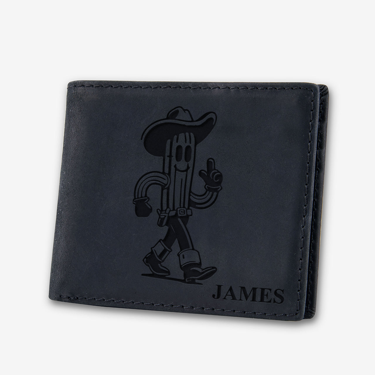Personalized Vintage Leather Wallet_Cactus