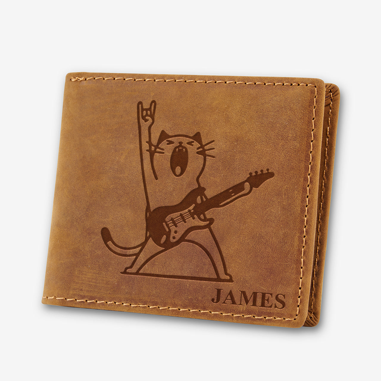 Personalized Vintage Leather Wallet_Cat
