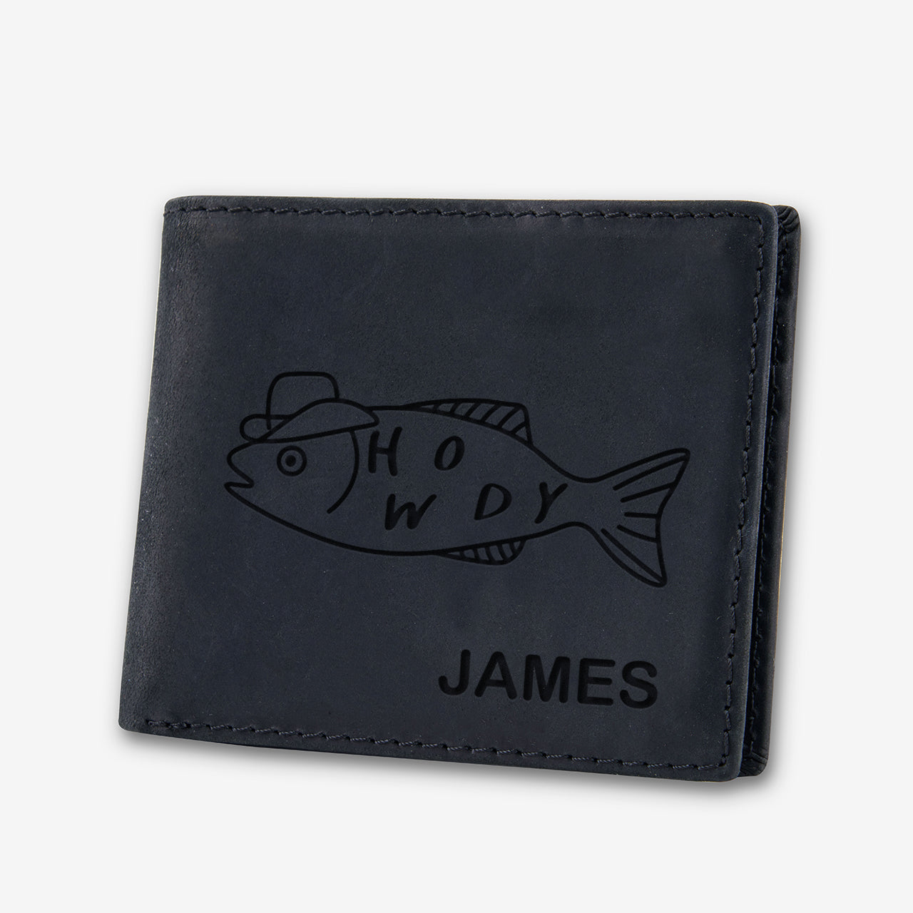 Personalized Vintage Leather Wallet_Fish