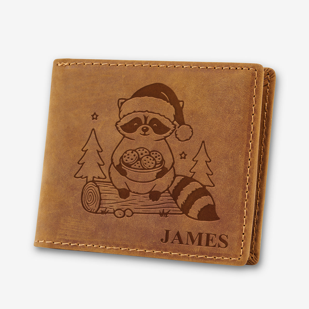 Personalized Vintage Leather Wallet_Raccoon
