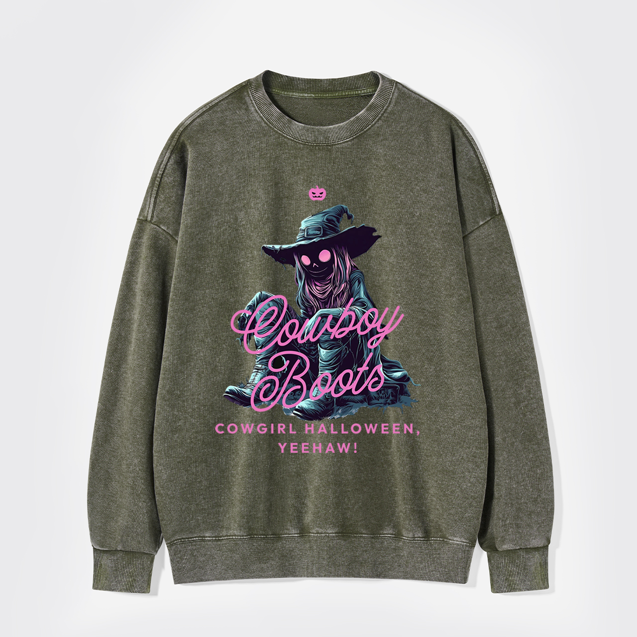 Spooky Western Cowgirl Halloween Washed Sweatshirts