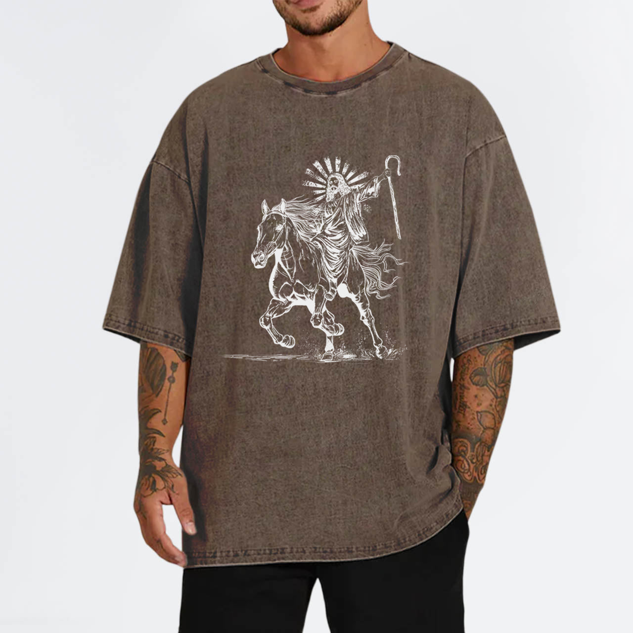 Jesus Riding Horse Garment-dye Tees