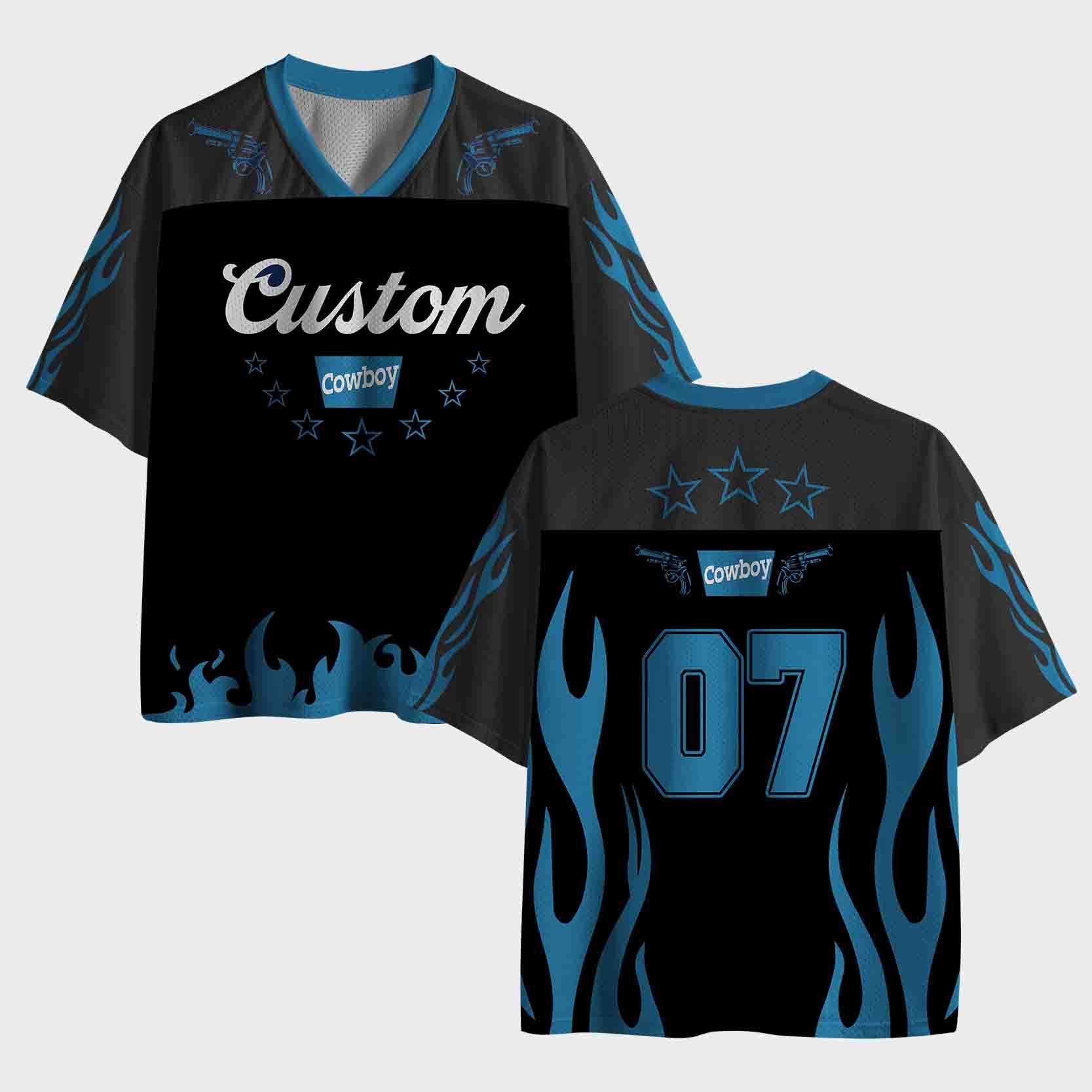 Personalized Cowboy Blue Star Mesh Jersey