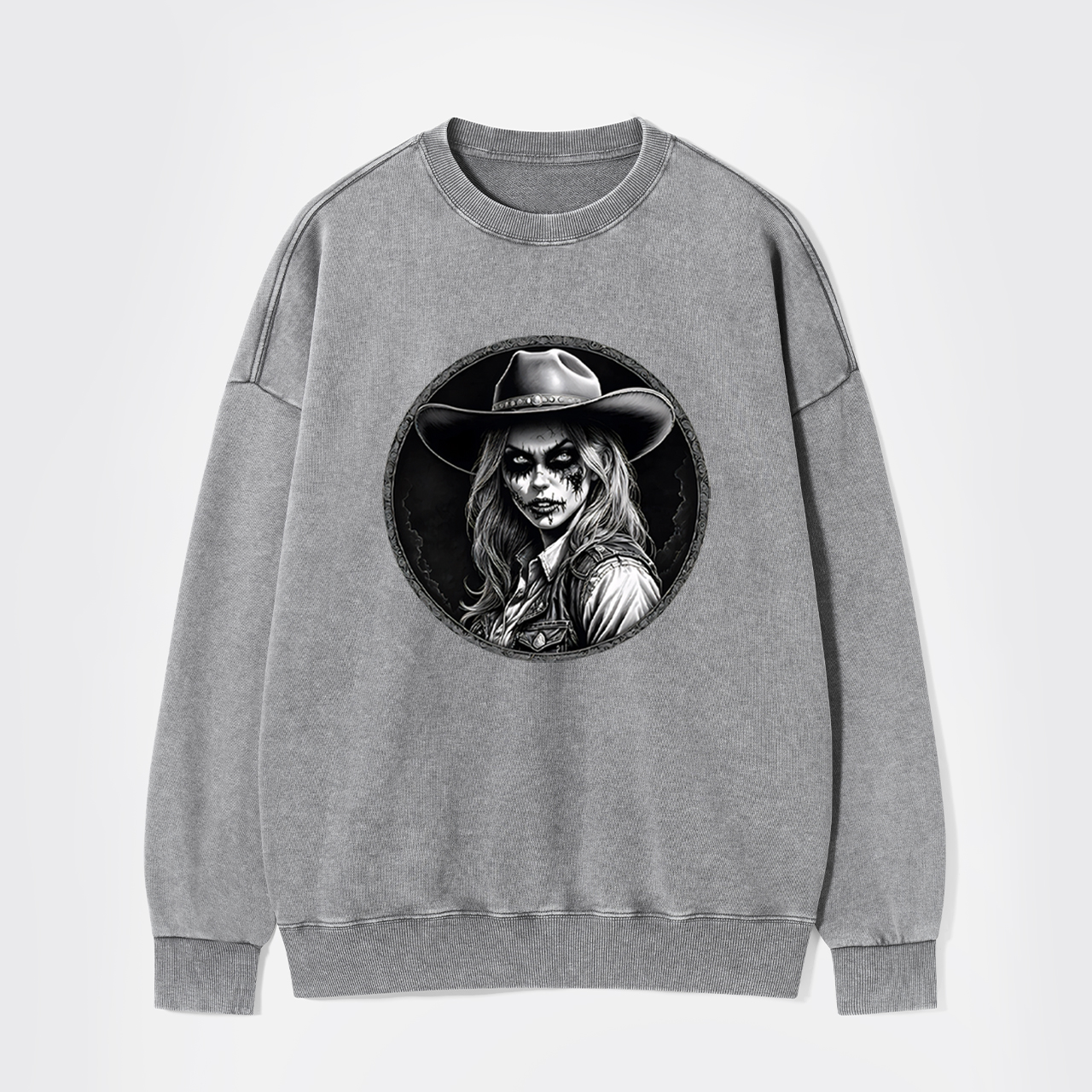 Halloween Undead Cowgirl Washed Sweatshirts