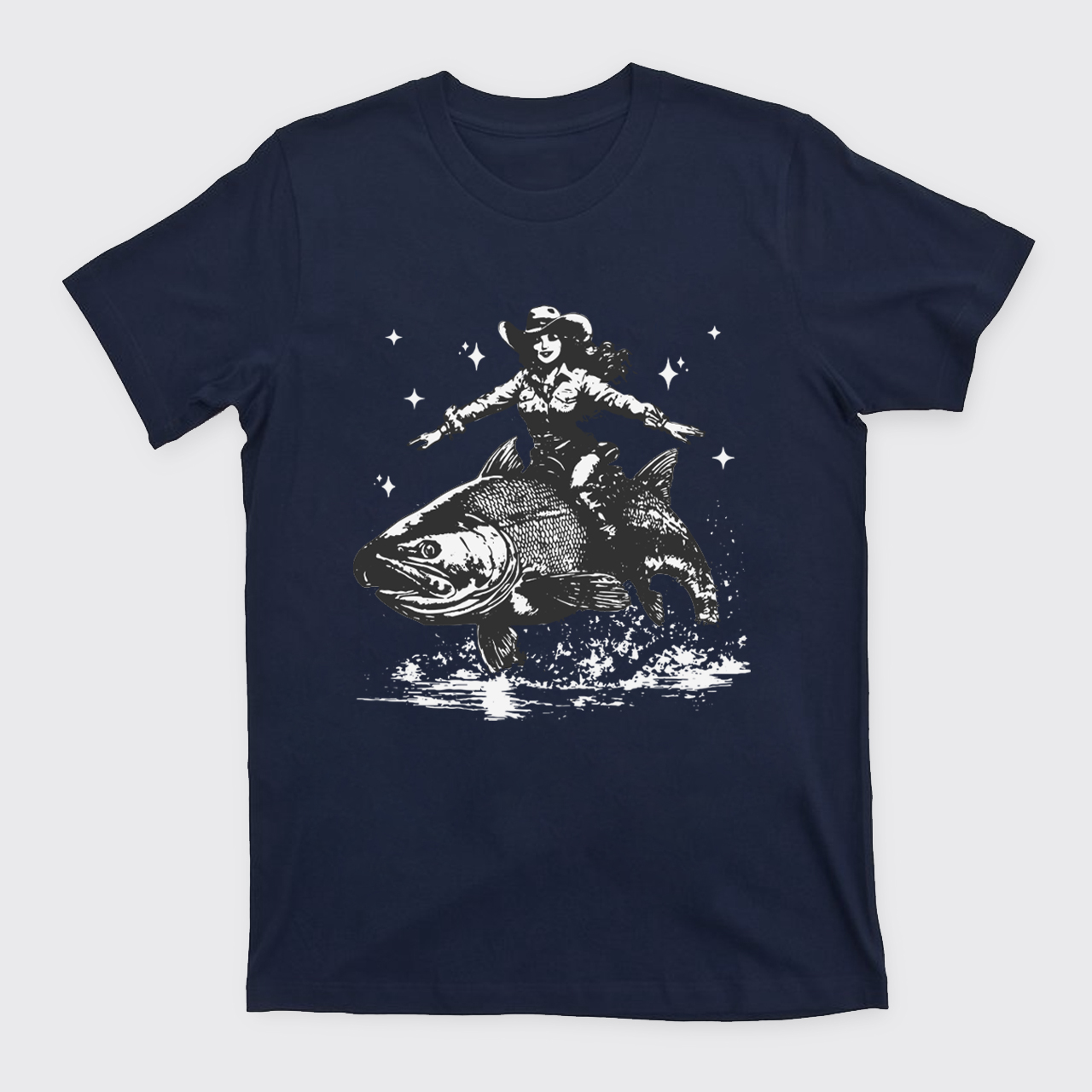 Cowgirl Riding A Fish T-Shirts