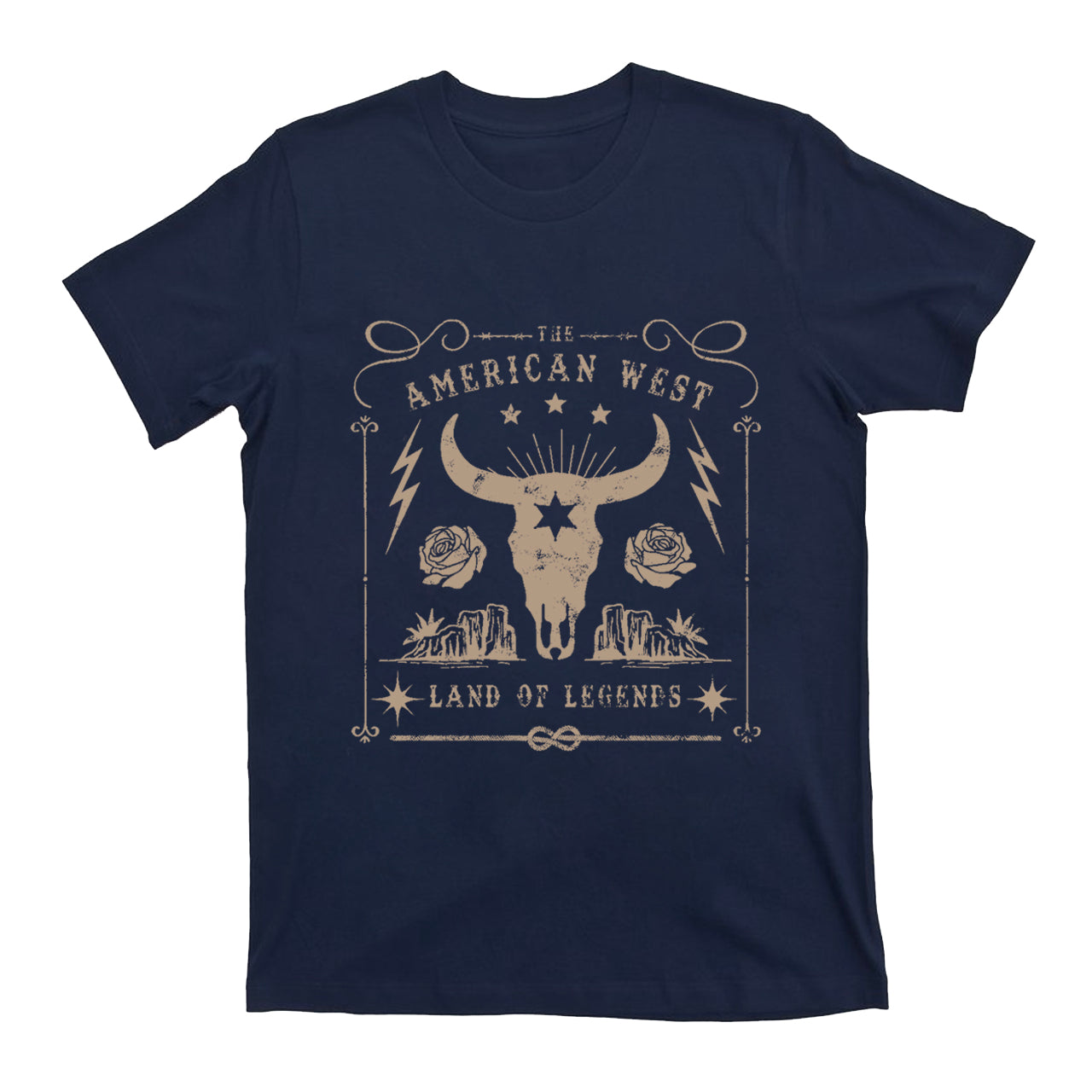 American West Vintage Aesthetic Bull Skull T-shirt