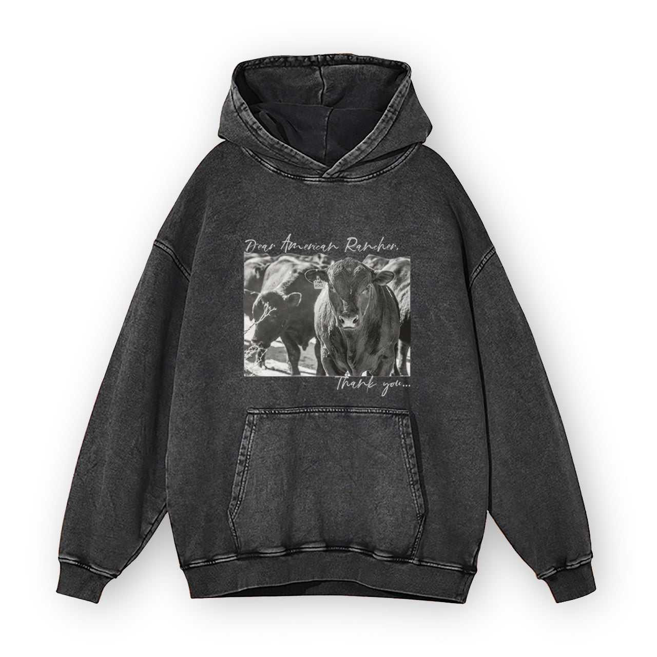 Thank a Rancher Western Angus Bull  Garment-Dye Hoodies