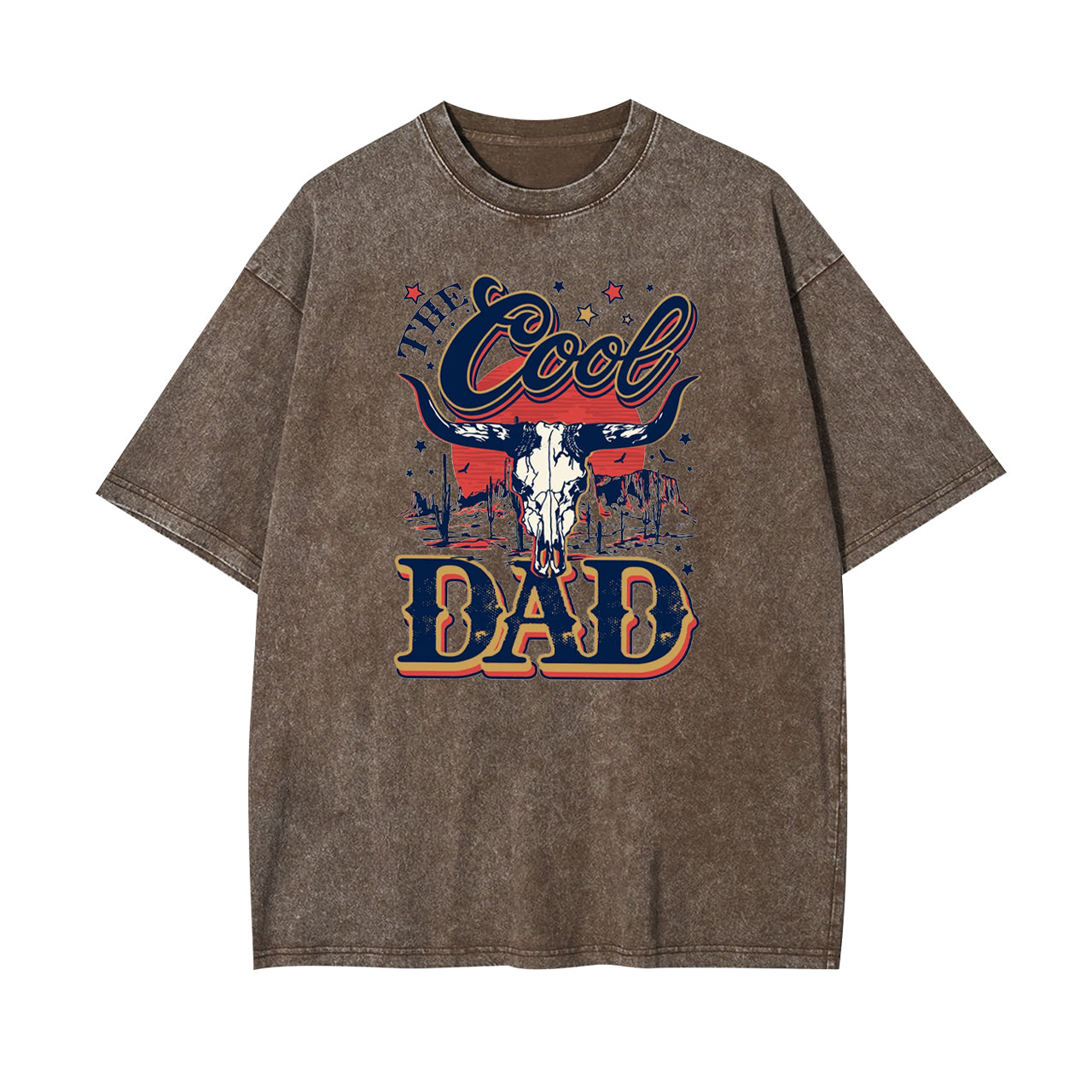 Wild West Dad Gifts, Longhorn Bull Garment-dye Tees