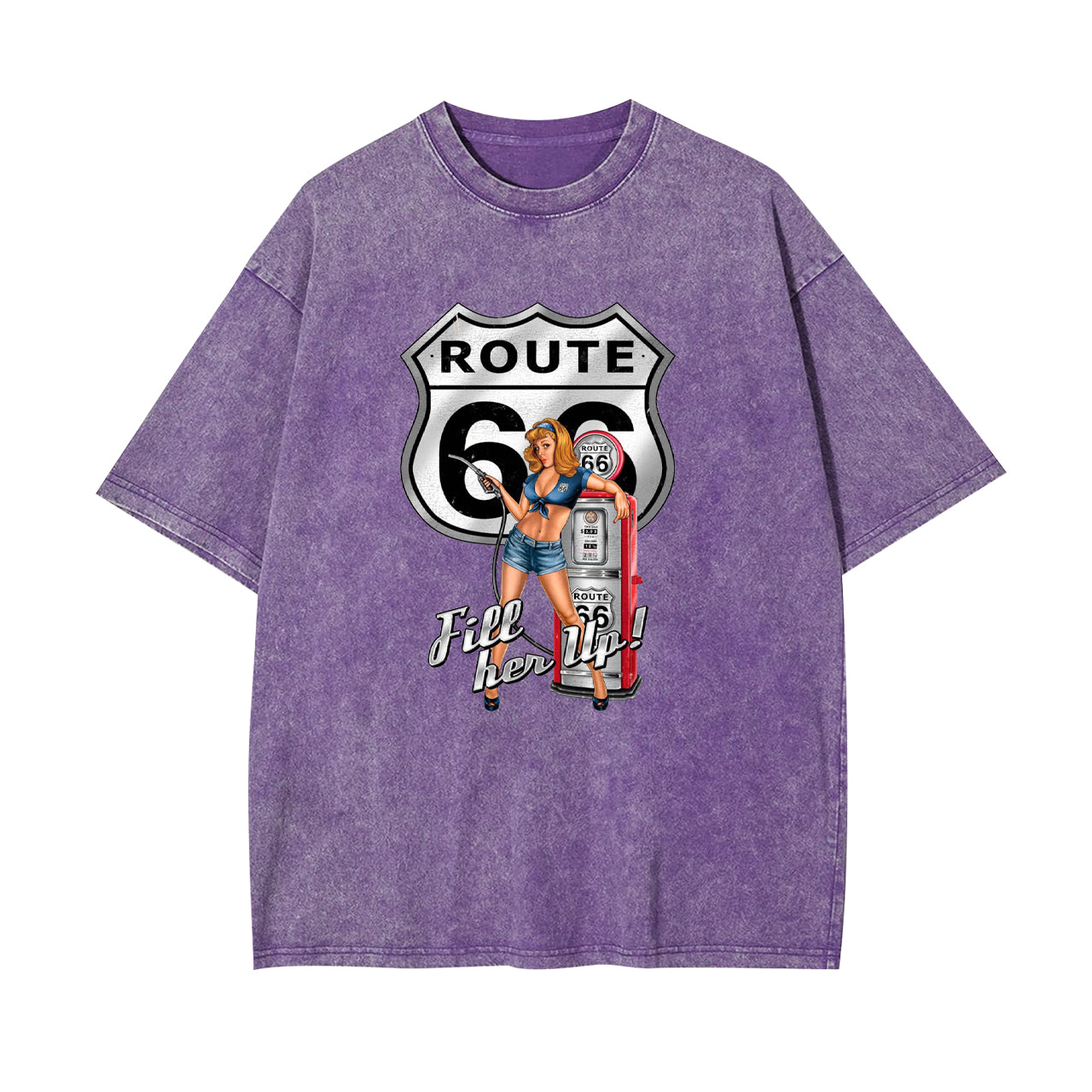 Route 66 Fill Her up Pinup Girl Garment-dye Tees