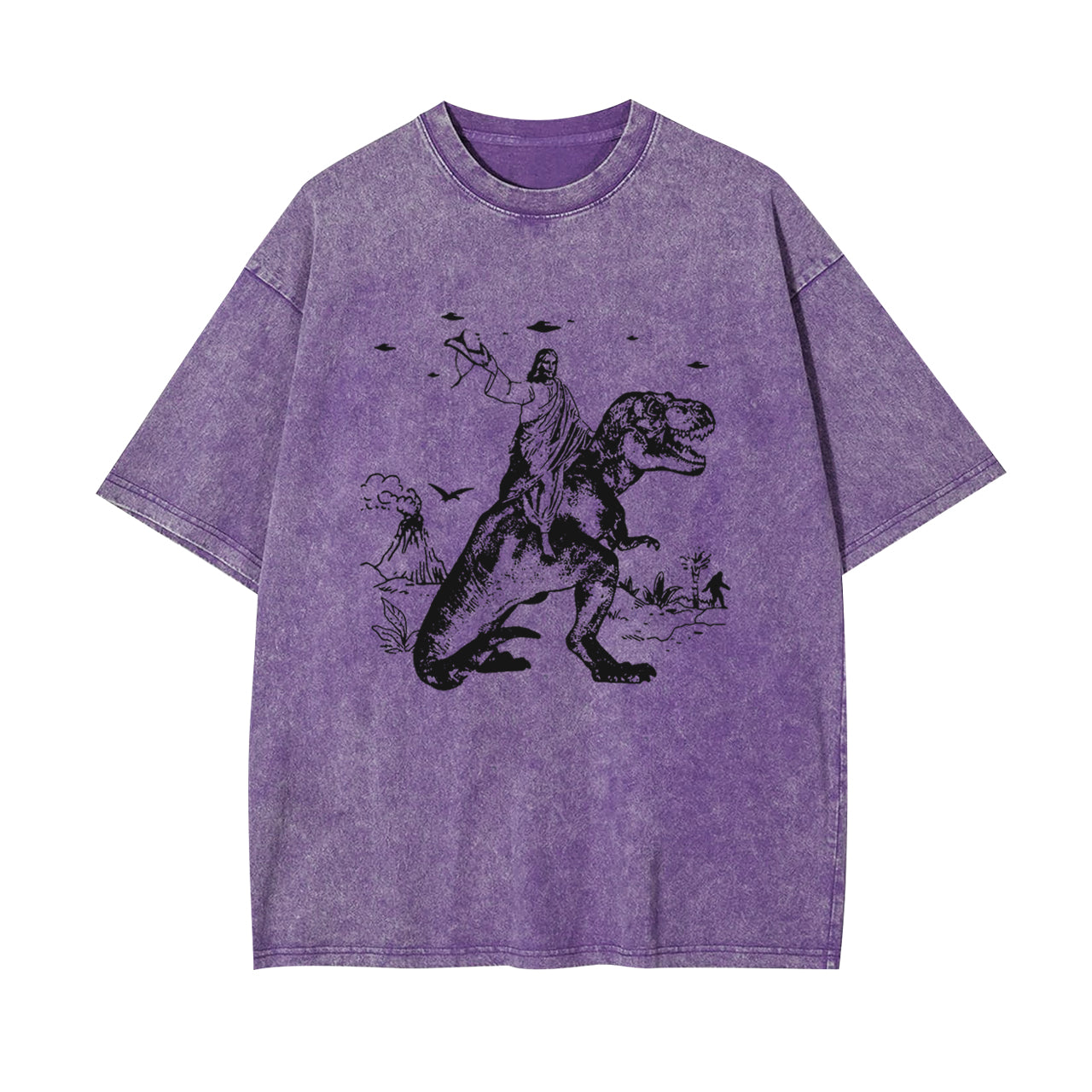 Jesus Riding Dinosaur Garment-dye Tees