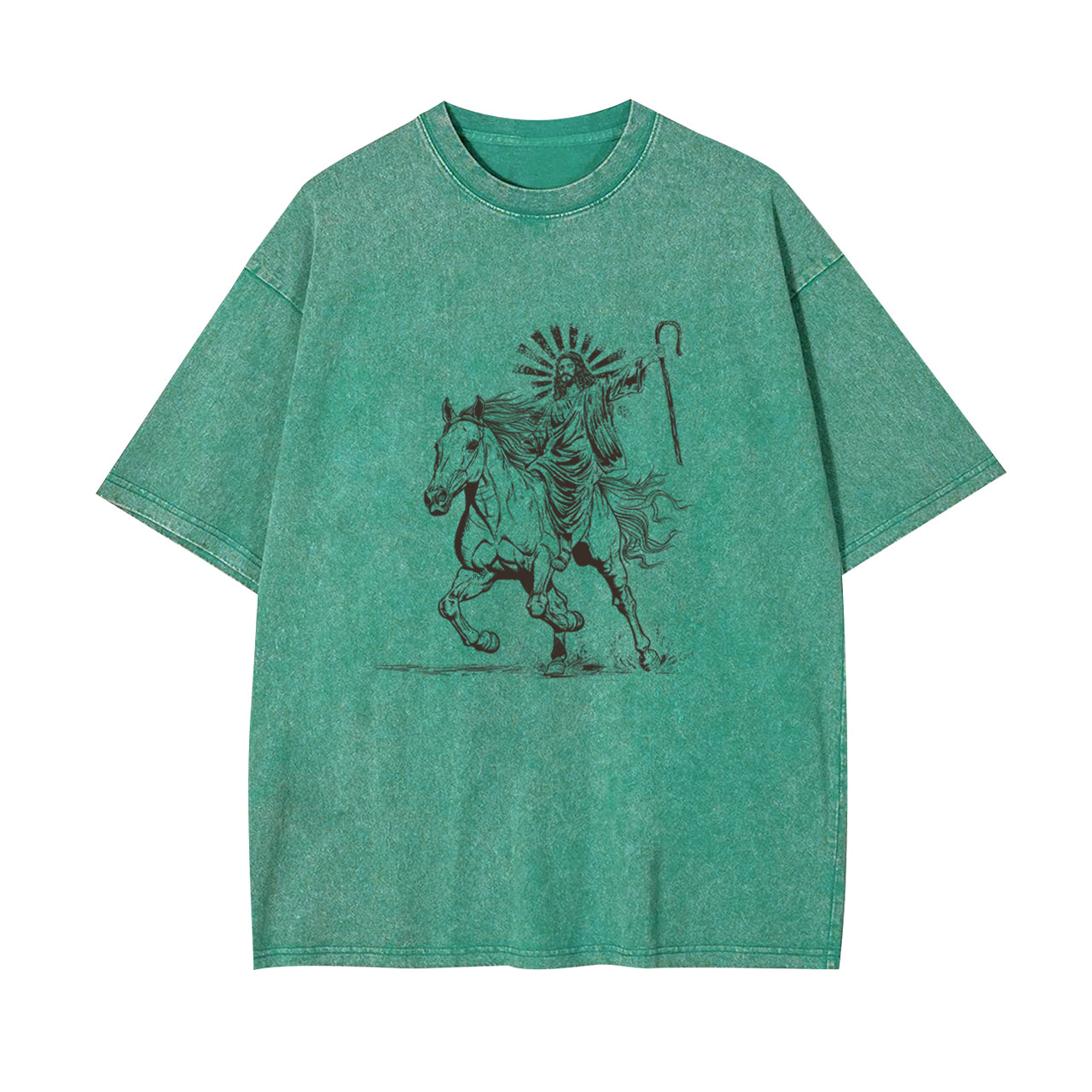 Jesus Riding Horse Garment-dye Tees