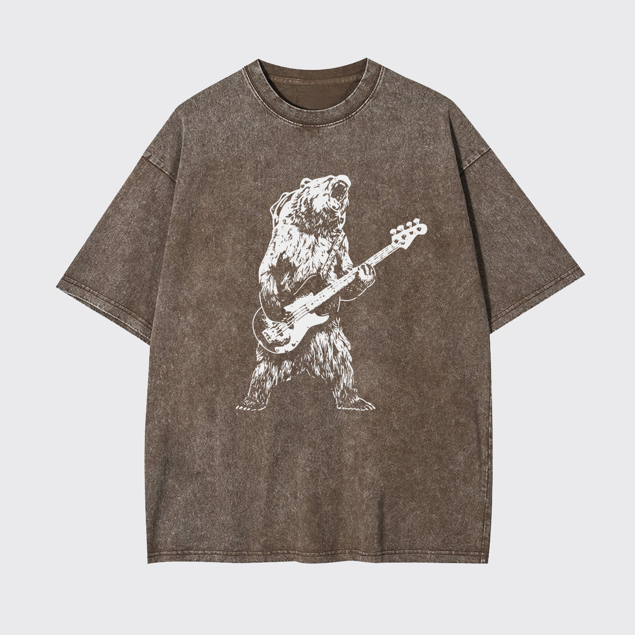 Bear Playing Bass Guitar Garment-dye Tees