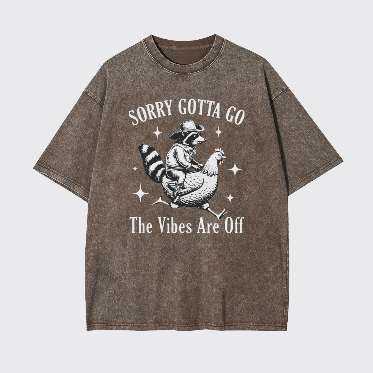 Cowboy Raccon Riding A Chicken Garment-dye Tees