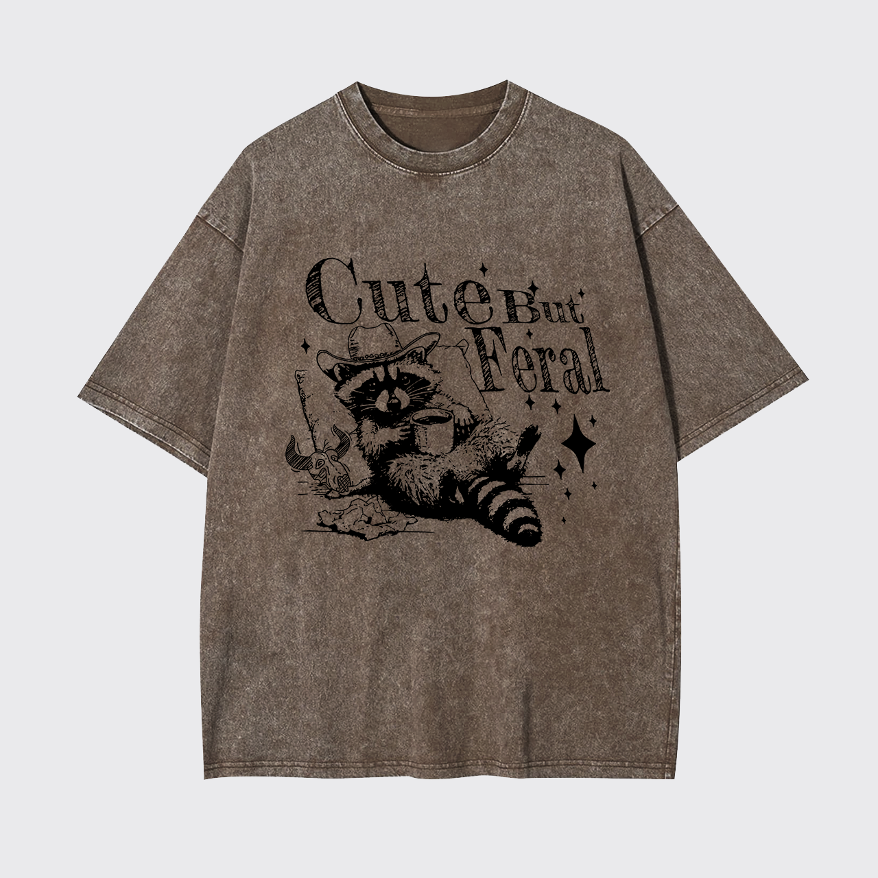 Cute But Feral Raccoon Garment-dye Tees