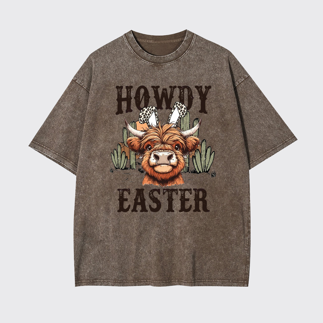 Cute Highland Cow Easter Garment-dye Tees