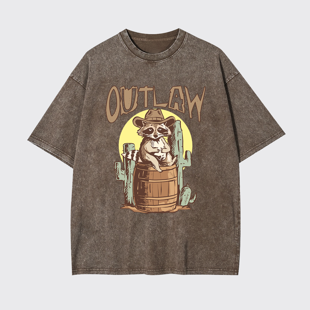 Retro Outlaw Raccoon Cowboy Garment-dye Tees