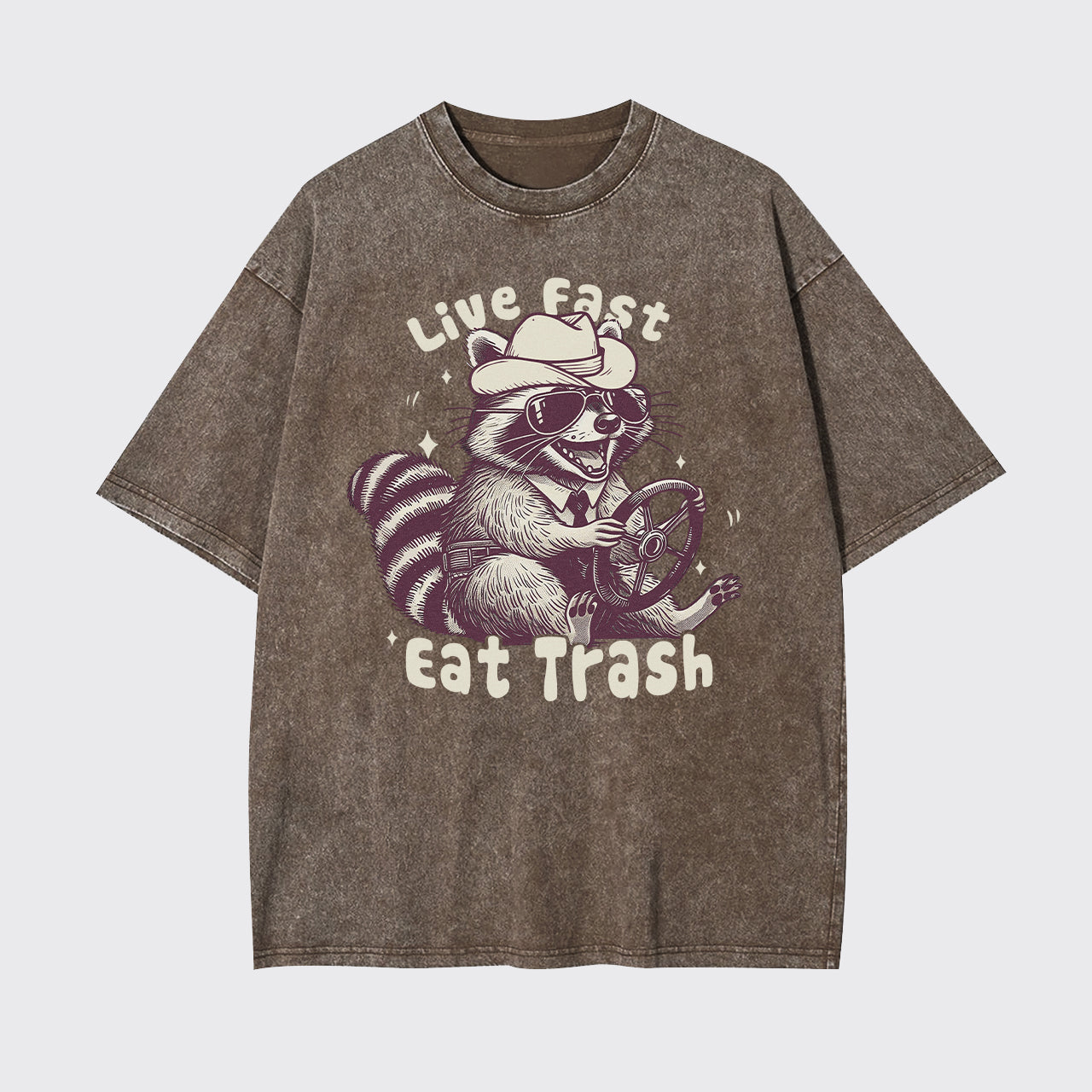 Live Fast Eat Trash Raccoon Garment-dye Tees