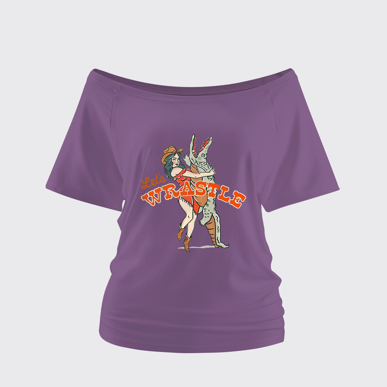 Let's Wrastle Cowgirl Power Off Shoulder Top