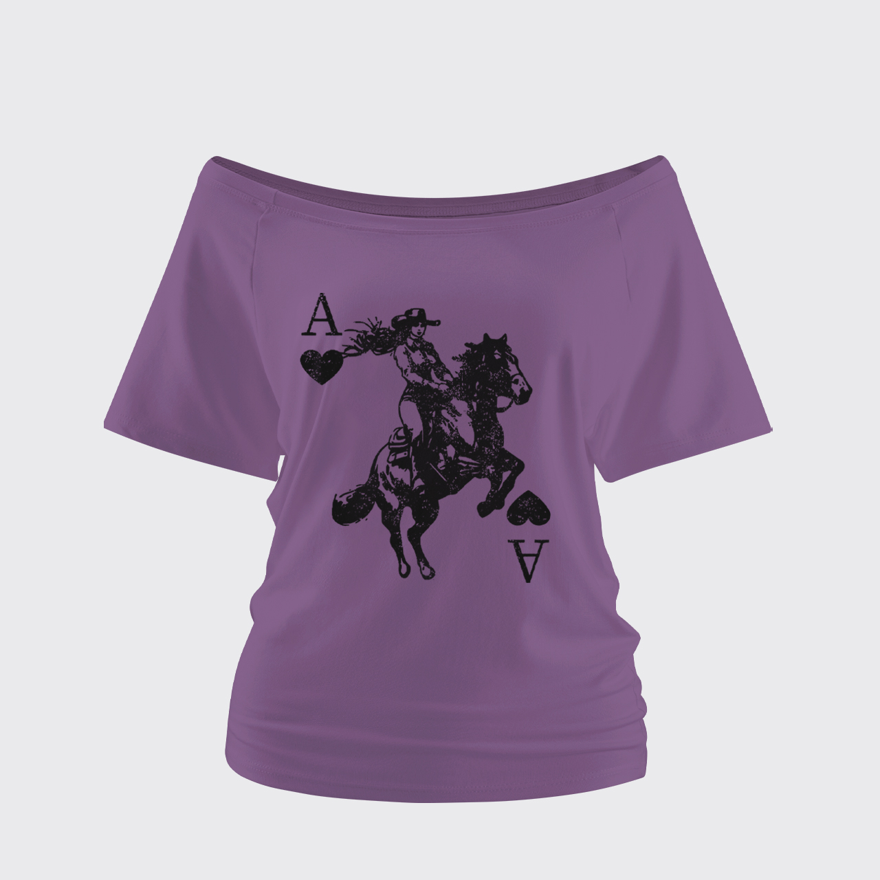 Heart Playing Card Cowgirl Off Shoulder Top
