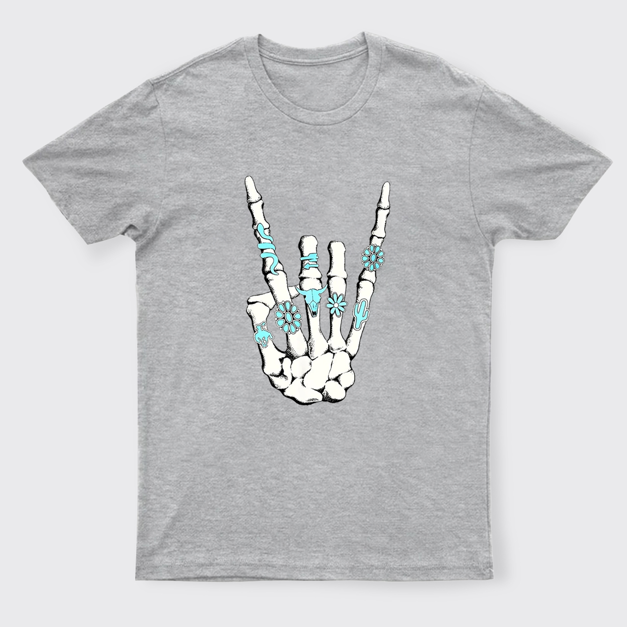 Western Rock On Skeleton T-Shirts