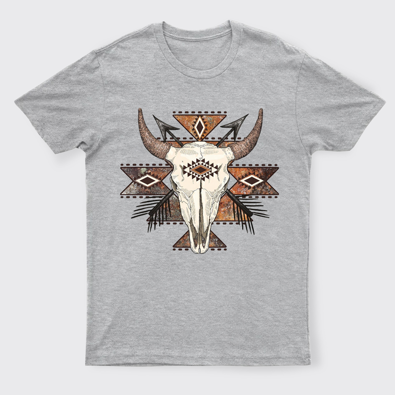Rustic Aztec Cow Skull T-Shirts