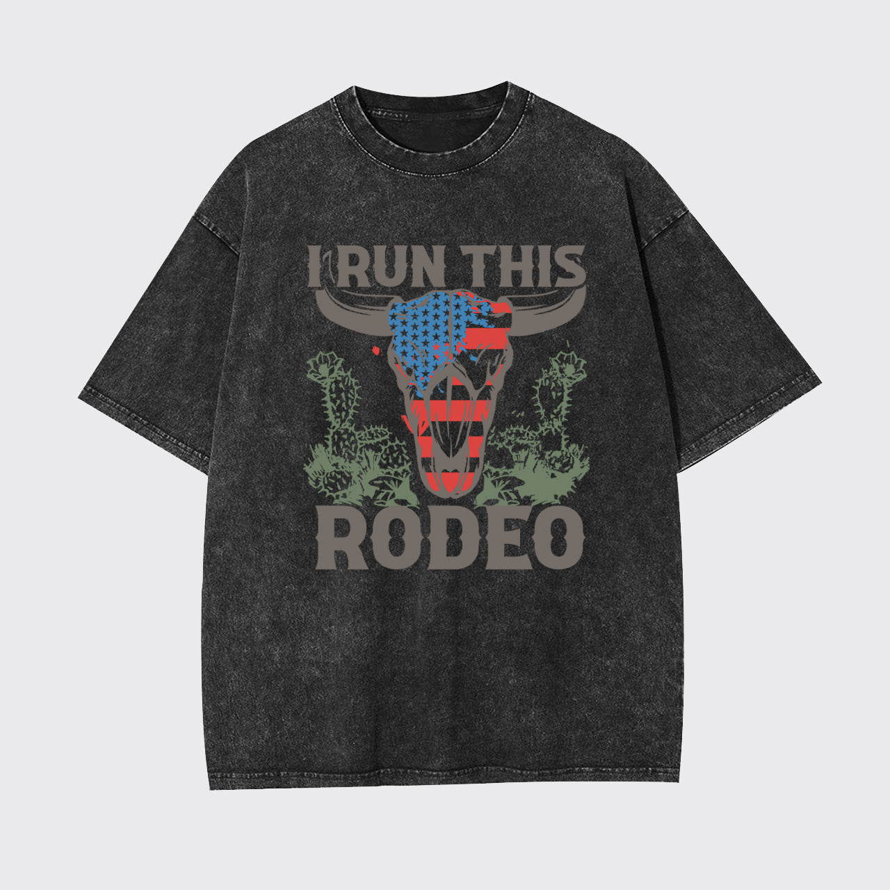 I Run This Rodeo America Cow Garment-dye Tees