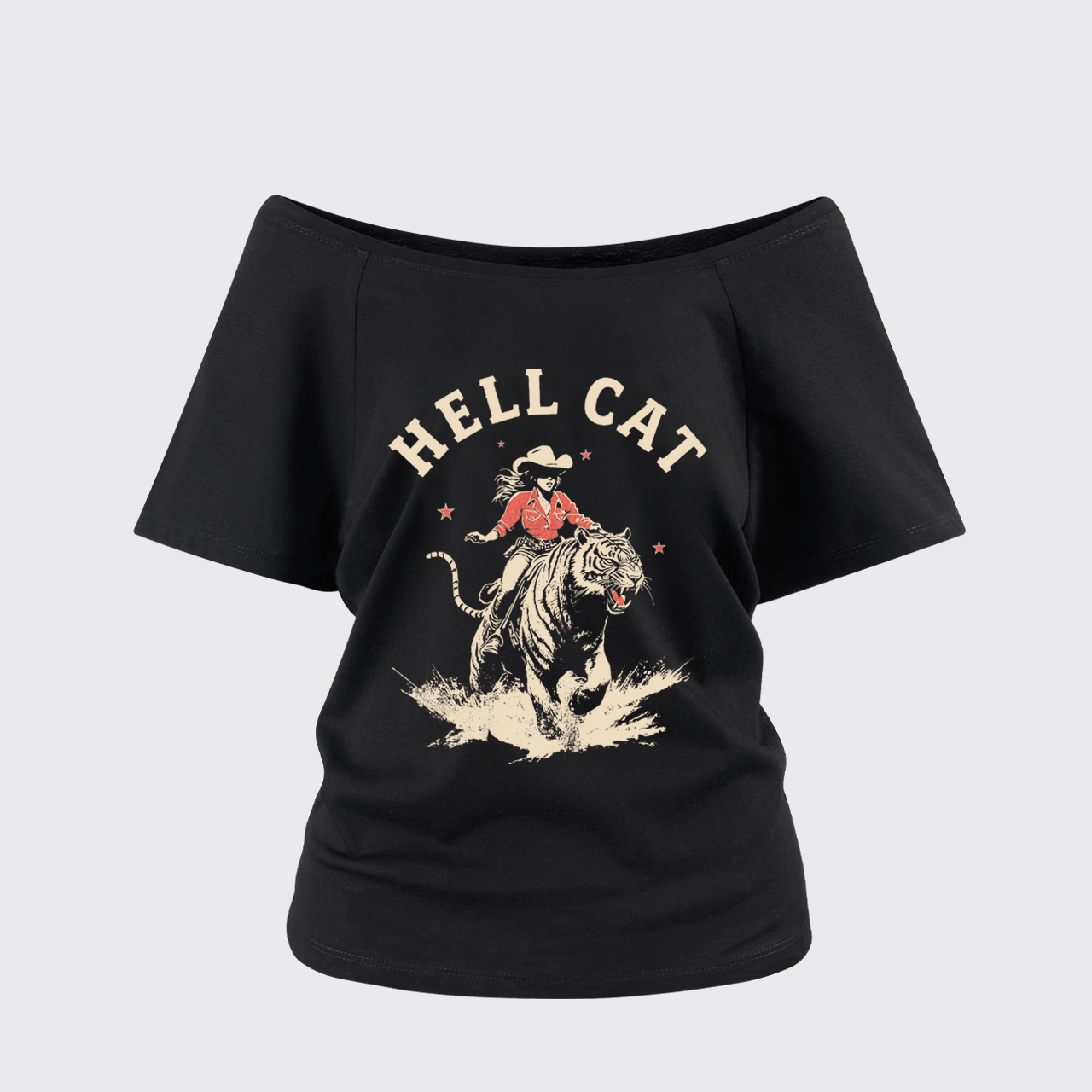 Vintage Cowgirl Hell Cat Off Shoulder Top