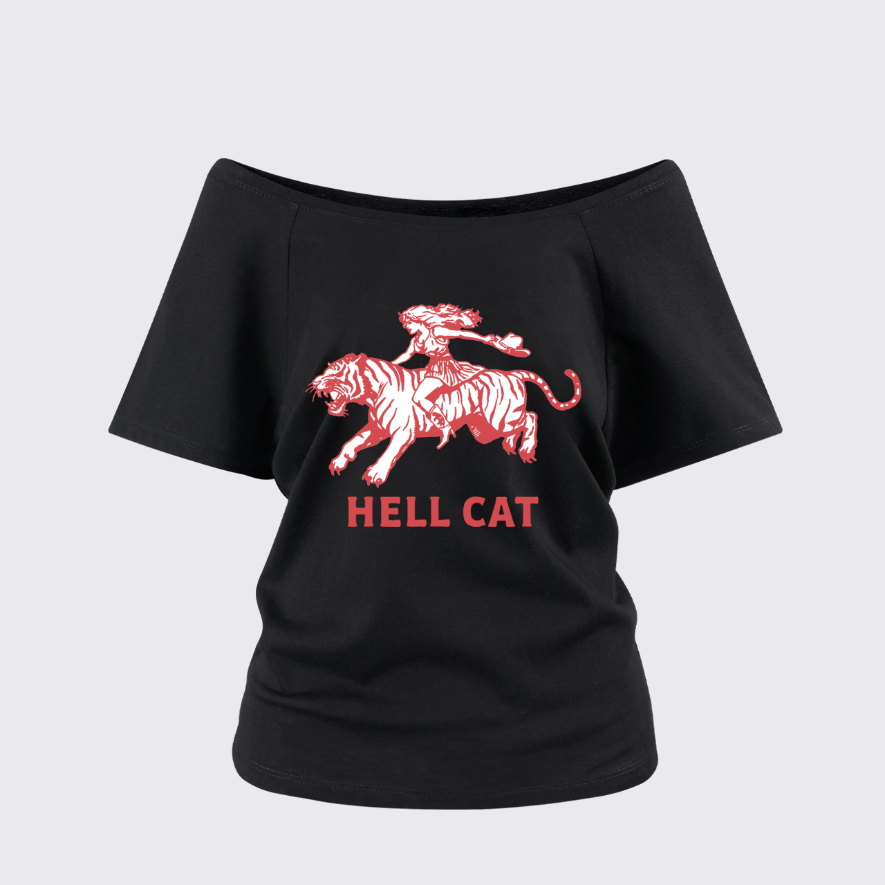 Retro Cowgirl Hell Cat Off Shoulder Top