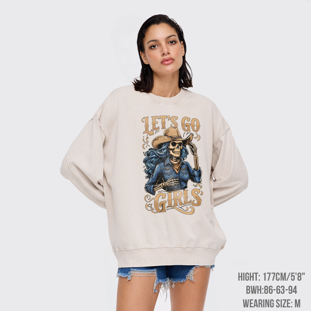 Let's Go Girls Creepy Cowgirl Washed Sweatshirts