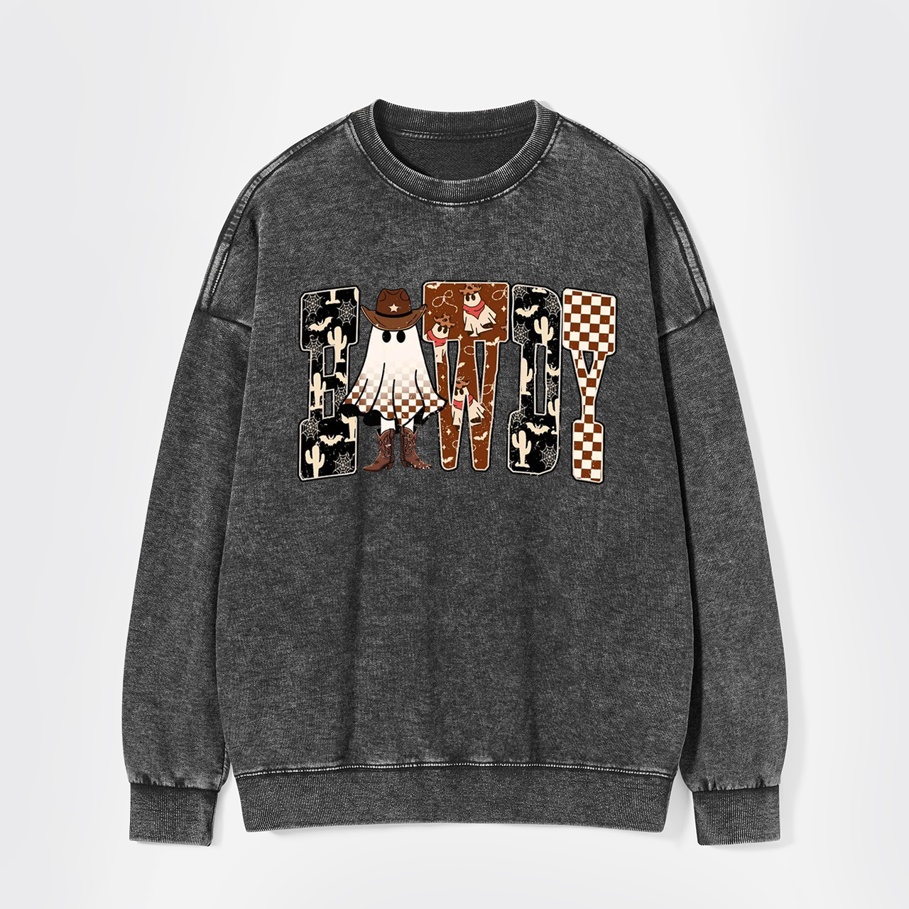 Howdy Western Halloween Ghost Washed Sweatshirts