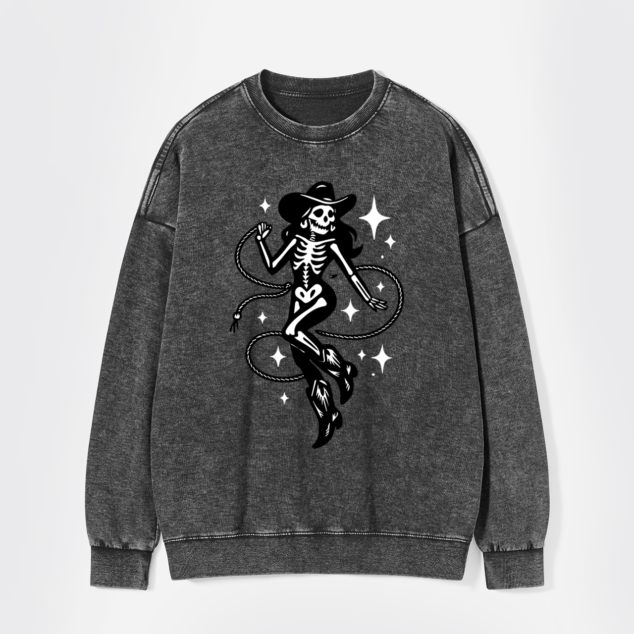 Halloween Skeleton Cowgirl Washed Sweatshirts