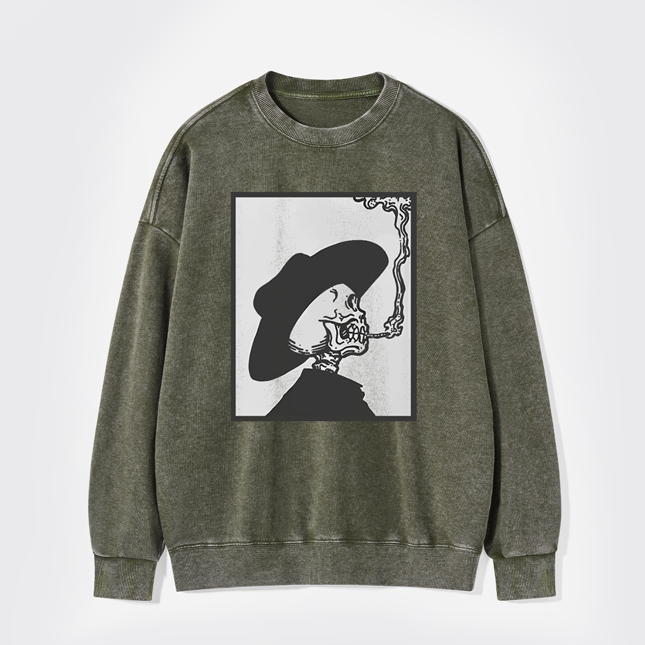 Smoking Cowboy Skeleton Washed Sweatshirts