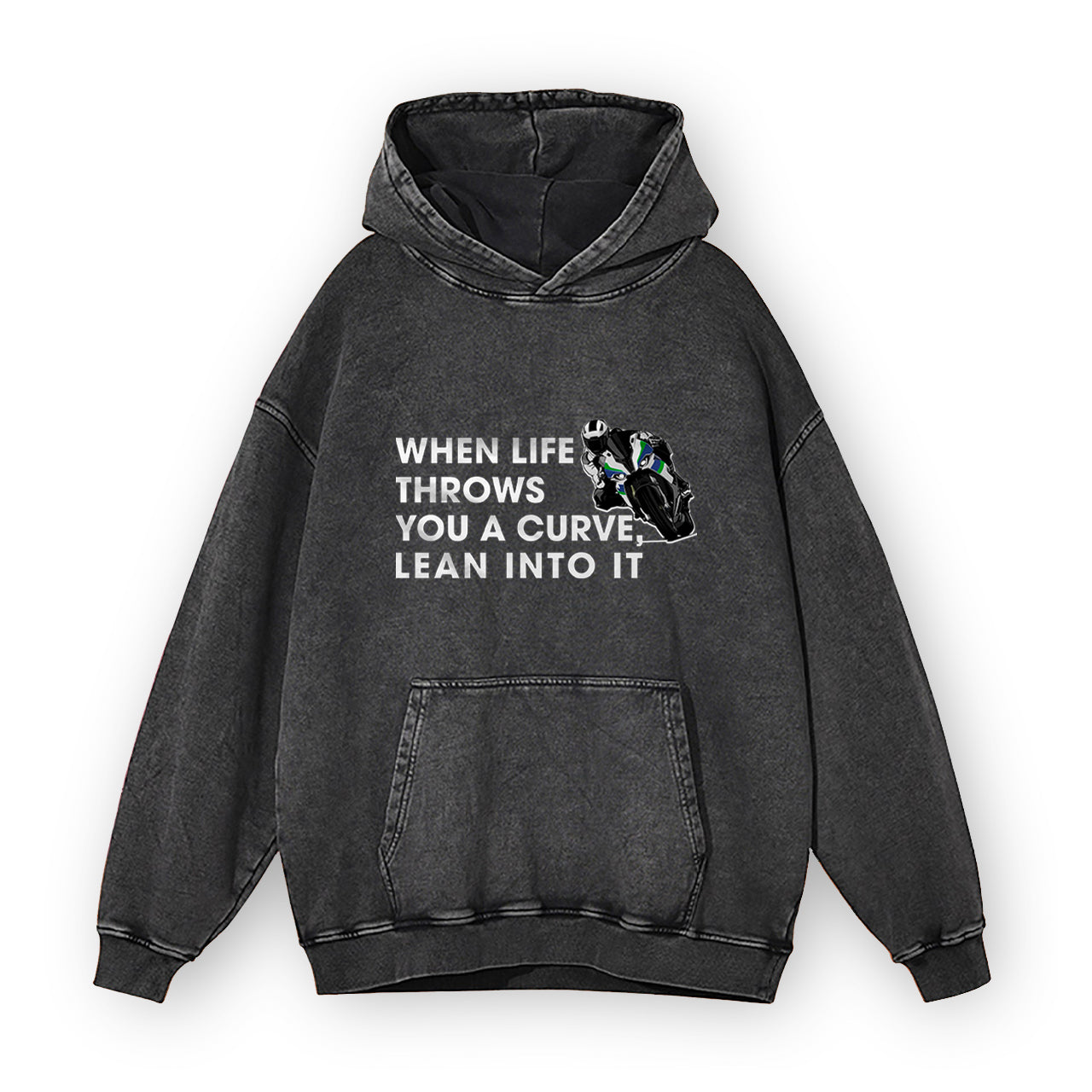 Motorcycle Racing Lean Into It Garment-Dye Hoodies