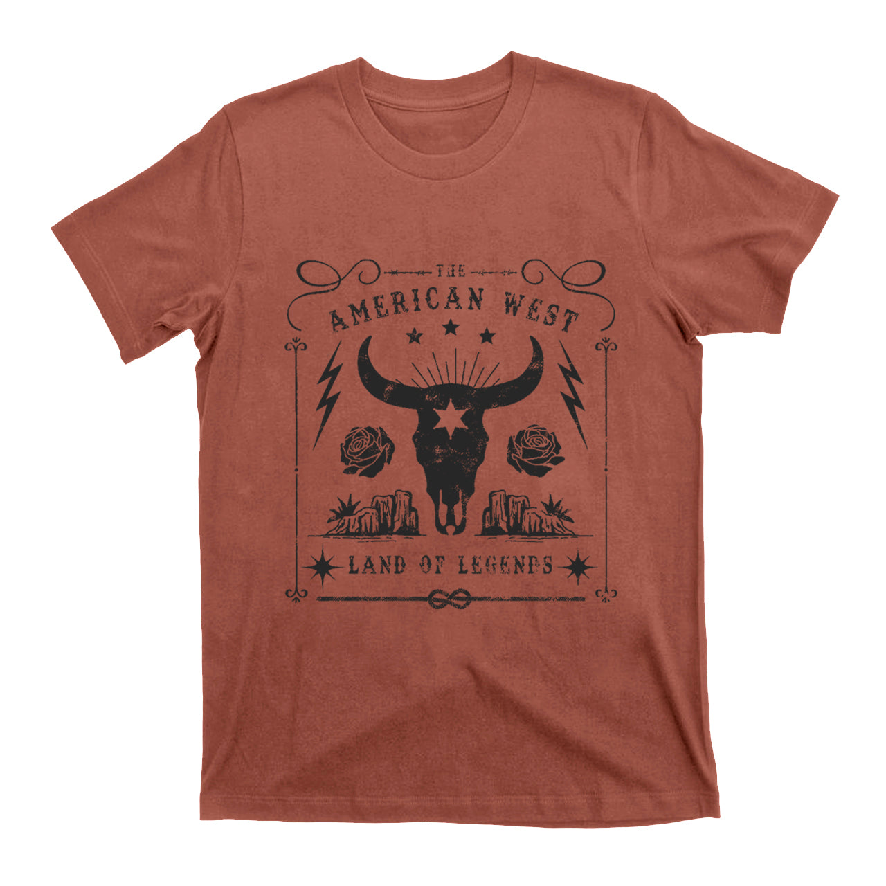 American West Vintage Aesthetic Bull Skull T-shirt