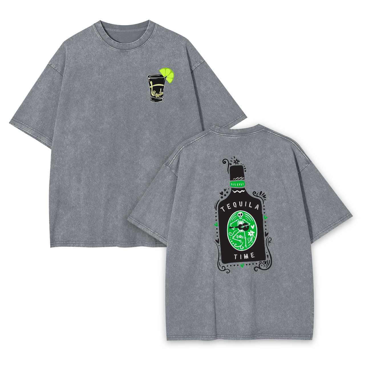 Green And Black Tequila Garment-dye Tees